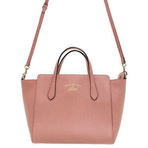 Gucci Swing Top Handle 2way Tote Shoulder Bag pebbled leather Pink